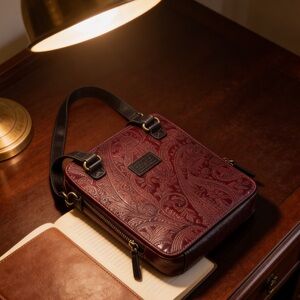 Relic | Women’s Embossed Leather Crossbody Messenger Bag - Red